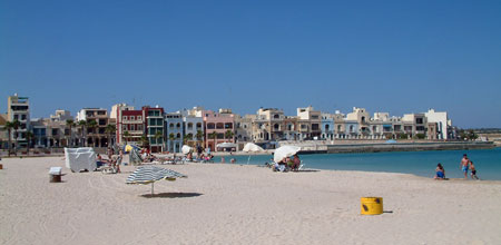 Pretty Bay with its sandy beach in Birzebugga Malta